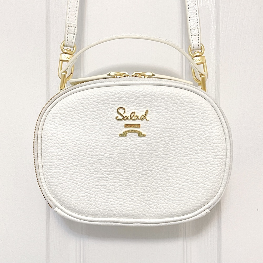 Salad Genuine Leather Roundy Crossbody Bag White Bridal Wedding Causal